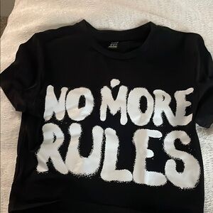 SHEIN Black and White Short Sleeve Tees Bold Text Design